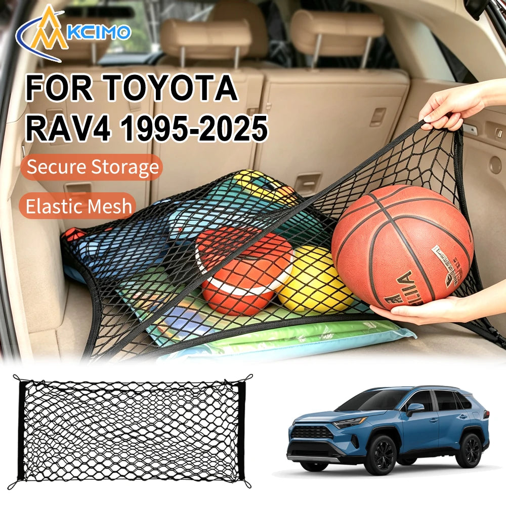 Elastic Cargo Net for Toyota RAV4 2019-2025, Stretch Mesh Trunk Pocket with Hooks, Single Net 43.3 x 23.6 in or Double Net 43.3 x 15.7 in