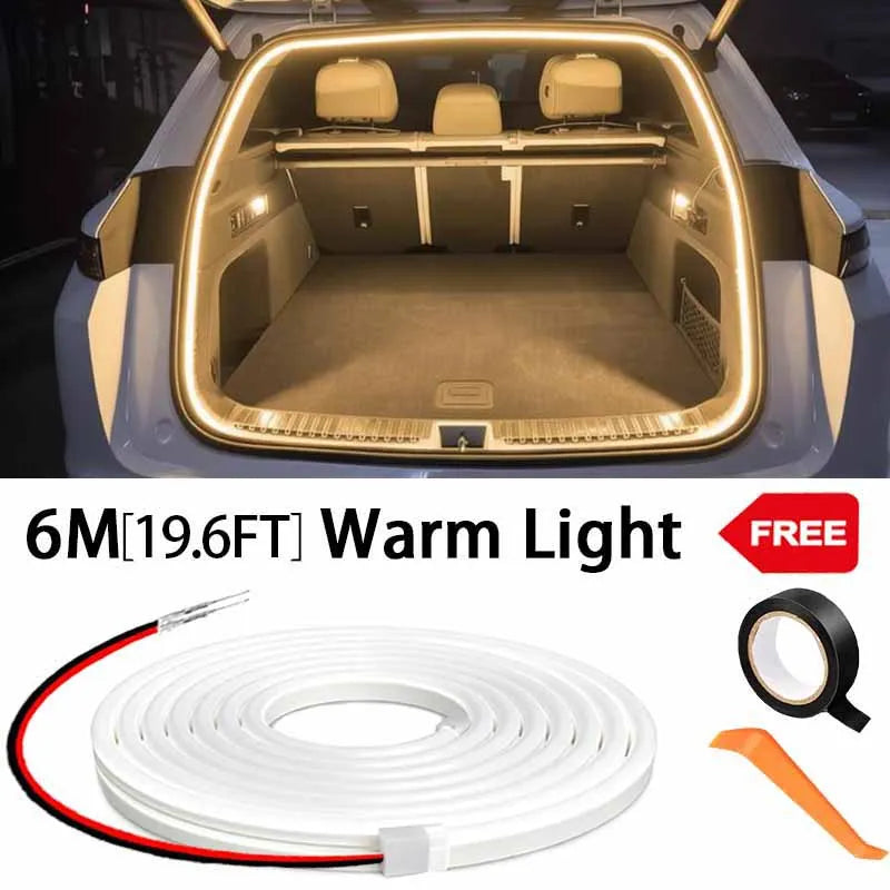 Automatic LED Trunk Light Strip, Tailgate and Frunk Light that Turns On When Opened, Flexible and Waterproof, 2, 4 or 6 m, 5 Colors