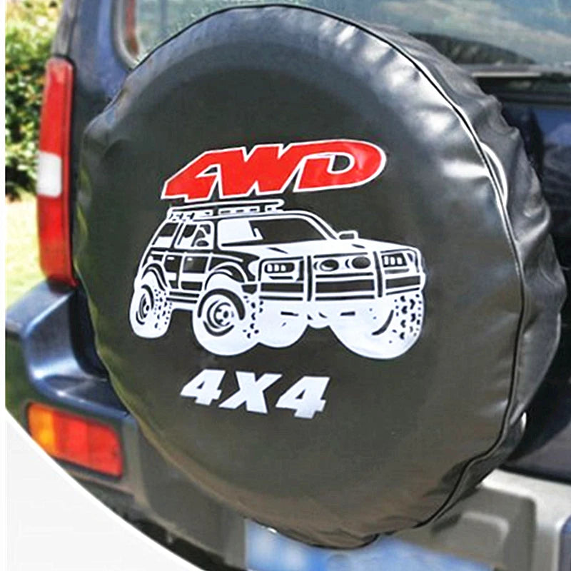 Spare Tire Cover for Jeep Wrangler (JL, JK), 15 in Black PVC Leather for 27.6-29.5 in (70-75 cm) Tires on 15 in Wheels