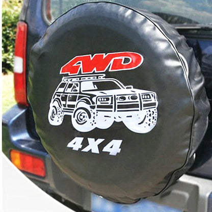 Spare Tire Cover for Jeep Wrangler (JL, JK), 15 in Black PVC Leather for 27.6-29.5 in (70-75 cm) Tires on 15 in Wheels