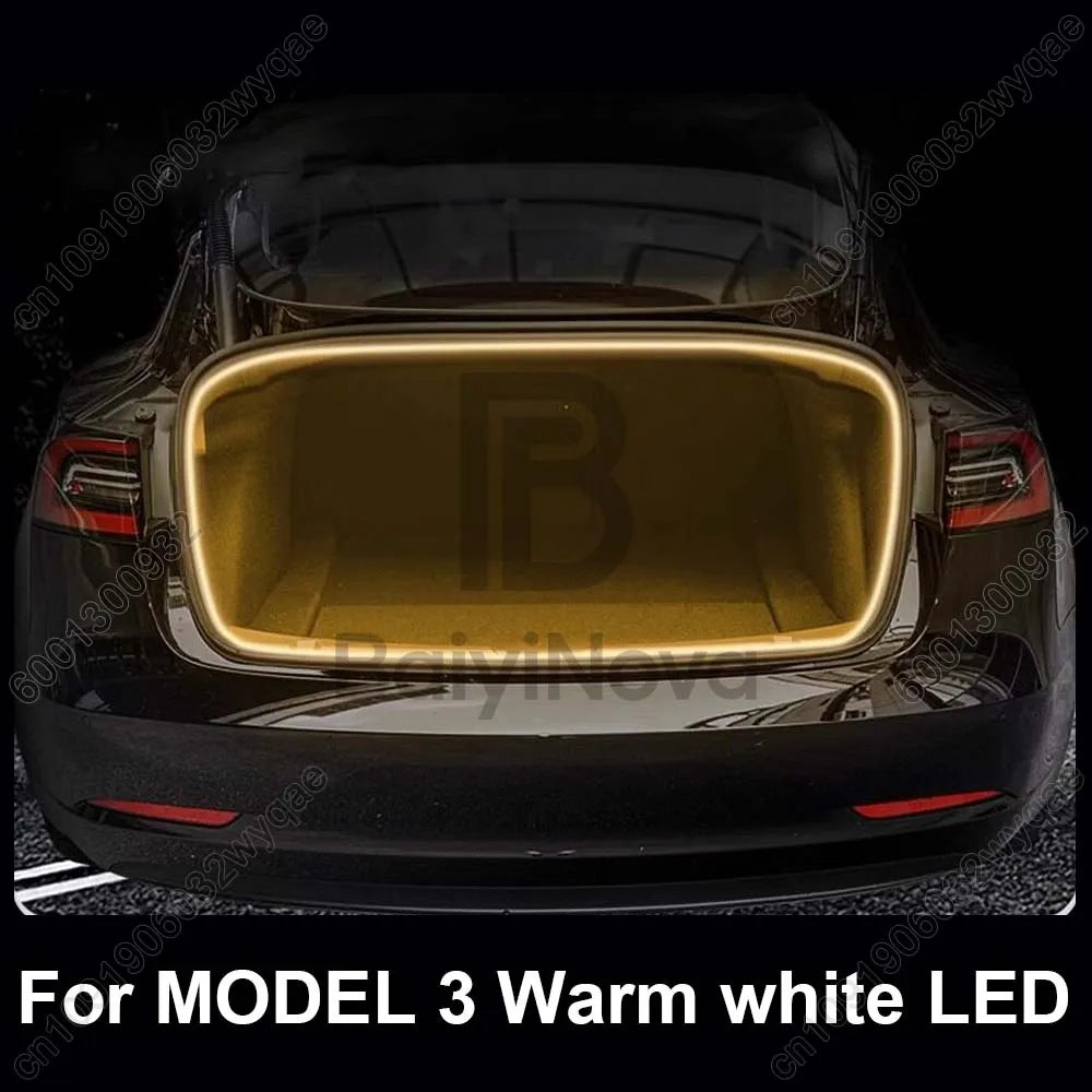 Trunk Light for Tesla Model 3 Highland 2024, LED Rear Trunk Ambient Light in Cool White, Warm White, Blue, Red or RGB
