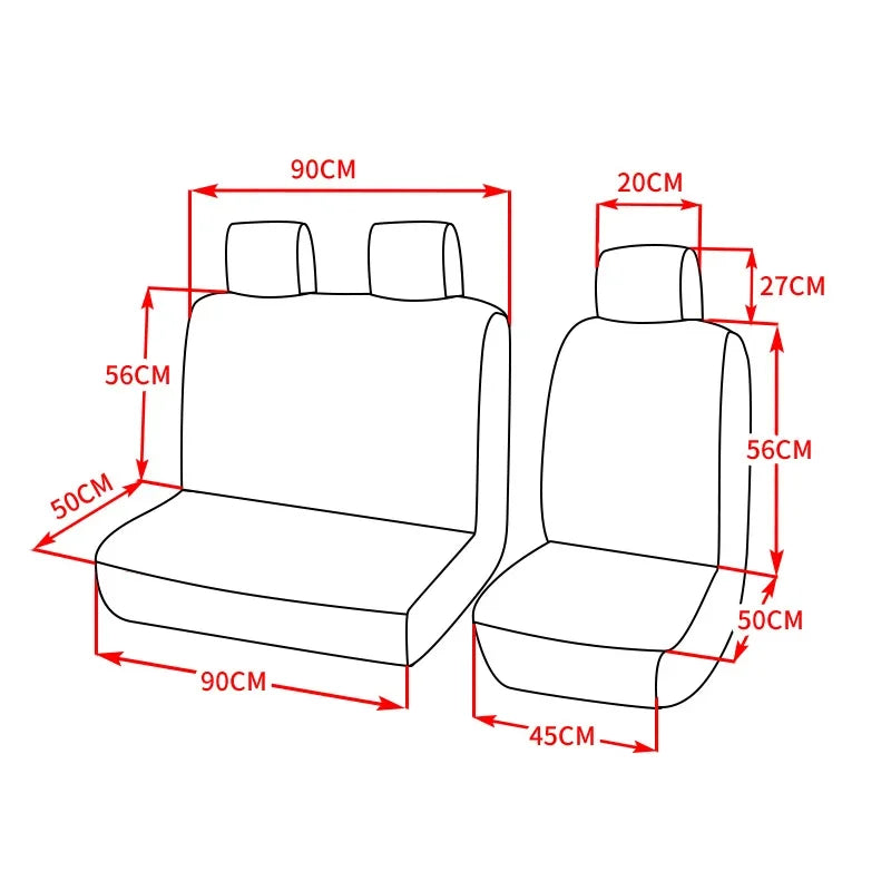 Front Seat Covers for Vans and Trucks, 1+2 Set for Driver Seat and Double Passenger Bench, Quilted Faux Leather, 4 Colors