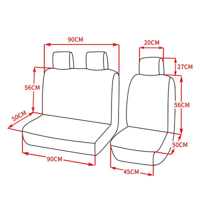 Front Seat Covers for Vans and Trucks, 1+2 Set for Driver Seat and Double Passenger Bench, Quilted Faux Leather, 4 Colors