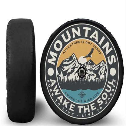 Spare Tire Cover for Jeep Wrangler with Backup Camera Hole, 4x4 Off-Road Paw PU Leather, 15 to 18 in, Plain Black or 19 Prints
