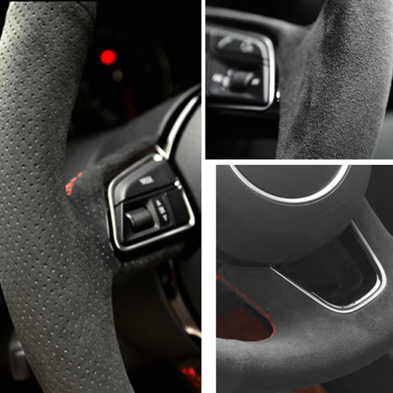 Steering Wheel Cover for Honda Civic 2022 (11th Gen), DIY Hand-Sew Suede Leather Wrap, 9 Stitching Colors