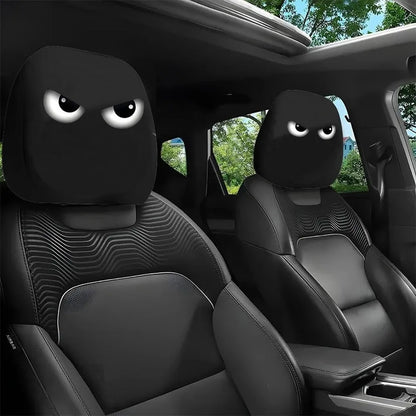 Halloween Funny Face Car Headrest Covers, Set of 2 Double-Sided Printed Polyester Covers, Easy to Wash, 17 Styles