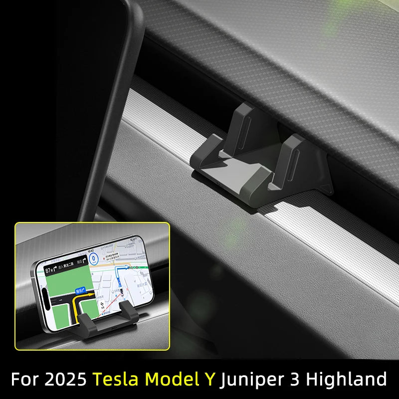 Silicone Phone Mount for Tesla Model Y Juniper 2025 and Model 3 Highland, Vent Hook and Sunglass Holder, Version for Earlier Model 3 and Y