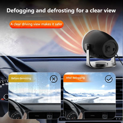 3 in 1 Car Heater and Fan, 12V or 24V 120W Windshield Defroster and Defogger with Adhesive Base, Black or Brown