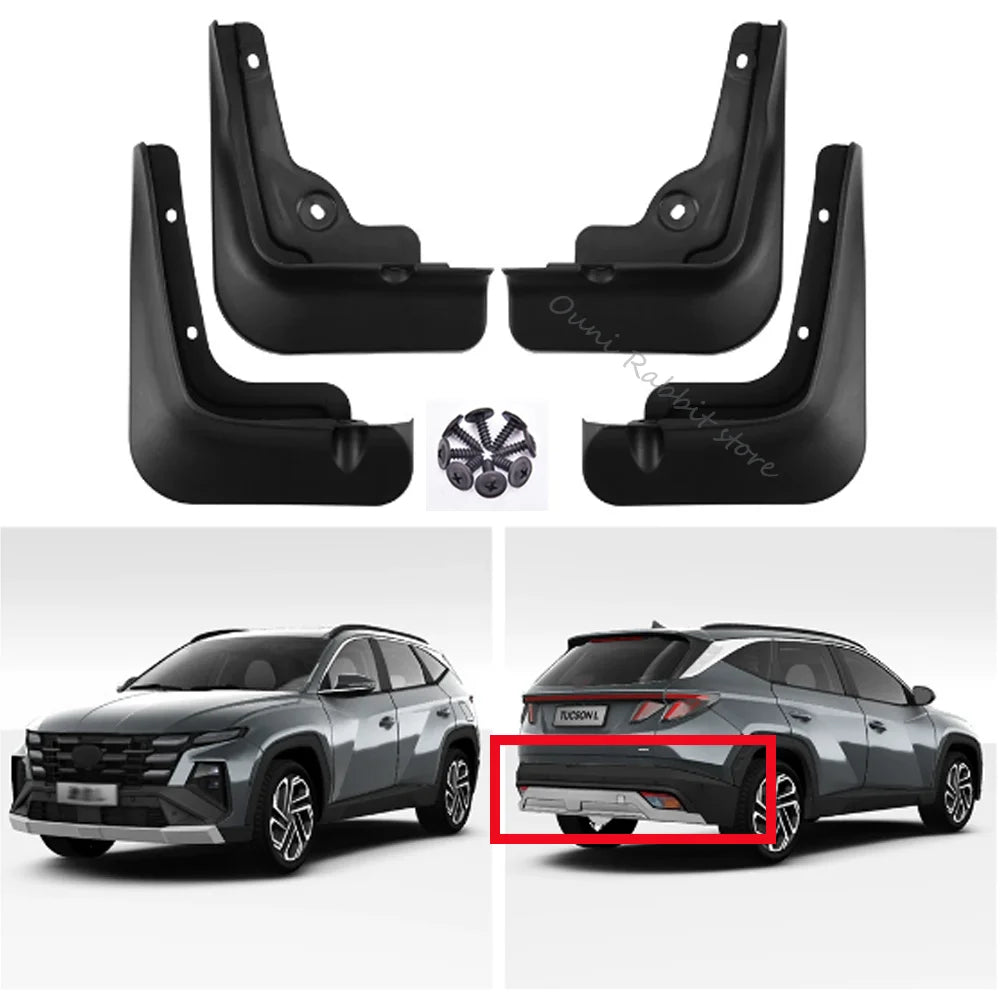 Mud Flaps for Hyundai Tucson 2022-2026 (NX4), TPE Splash Guards in 3 Versions: 2022-2024, 2025-2026 or N Line