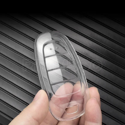 Key Fob Cover for Hyundai 4-Button Keys, Full-Wrap Clear TPU Case for Tucson (NX4), Sonata, Santa Fe and Nexo, Clear or Clear Black