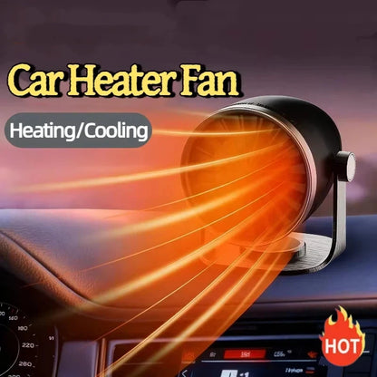 3 in 1 Car Heater and Fan, 12V or 24V 120W Windshield Defroster and Defogger with Adhesive Base, Black or Brown