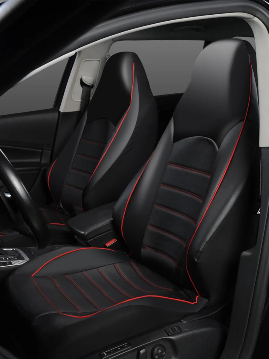 2 Front Car Seat Covers, PU Faux Leather High Back Bucket Seat Covers for Most Cars, Trucks, SUVs and Vans, 3 Colors