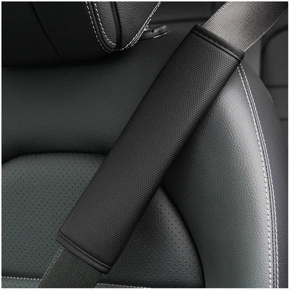 Soft-Touch PU Leather Seat Belt Shoulder Cover for Adults, Perforated Snap-On Pad for Neck Comfort, 1 Piece, 4 Styles