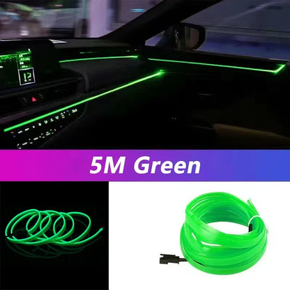 5 m (16.5 ft) EL Wire Car Interior Ambient Light, Flexible Neon Trim Strip with USB or 12V Socket Driver, 10 Colors