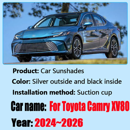 Full Coverage Privacy Sun Shades for Toyota Camry 2025-2026 (XV80), Silver and Black PVC Window Shades, All Windows or Partial Sets