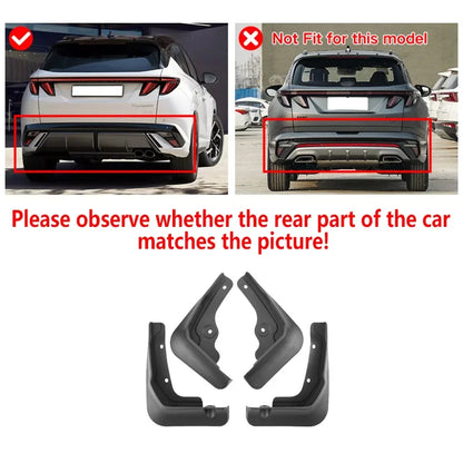 Oversized Mud Flaps for Hyundai Tucson N Line 2024-2025 (NX4), Set of 4 Front and Rear Splash Guards, Black