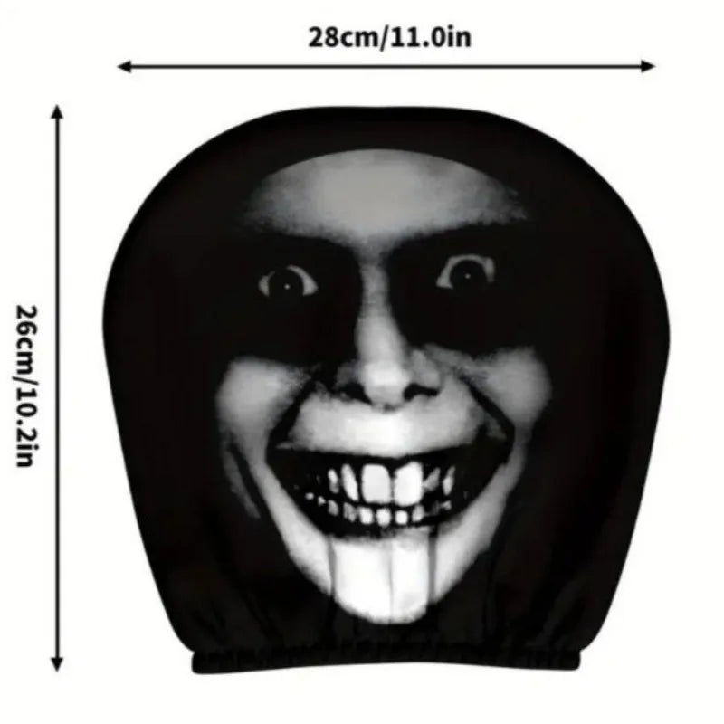 Halloween Funny Face Car Headrest Covers, Set of 2 Double-Sided Printed Polyester Covers, Easy to Wash, 17 Styles