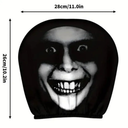 Halloween Funny Face Car Headrest Covers, Set of 2 Double-Sided Printed Polyester Covers, Easy to Wash, 17 Styles