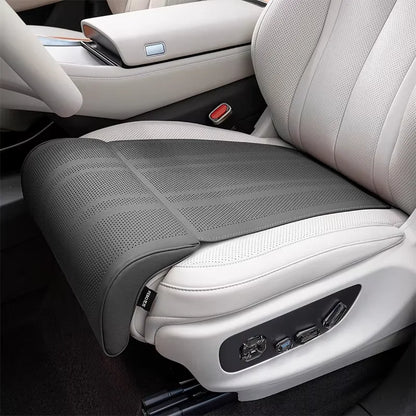 Car Seat Cushion with Leg Support Extension, Perforated Faux Leather Thigh Support Pad for Long Drives, Black or White