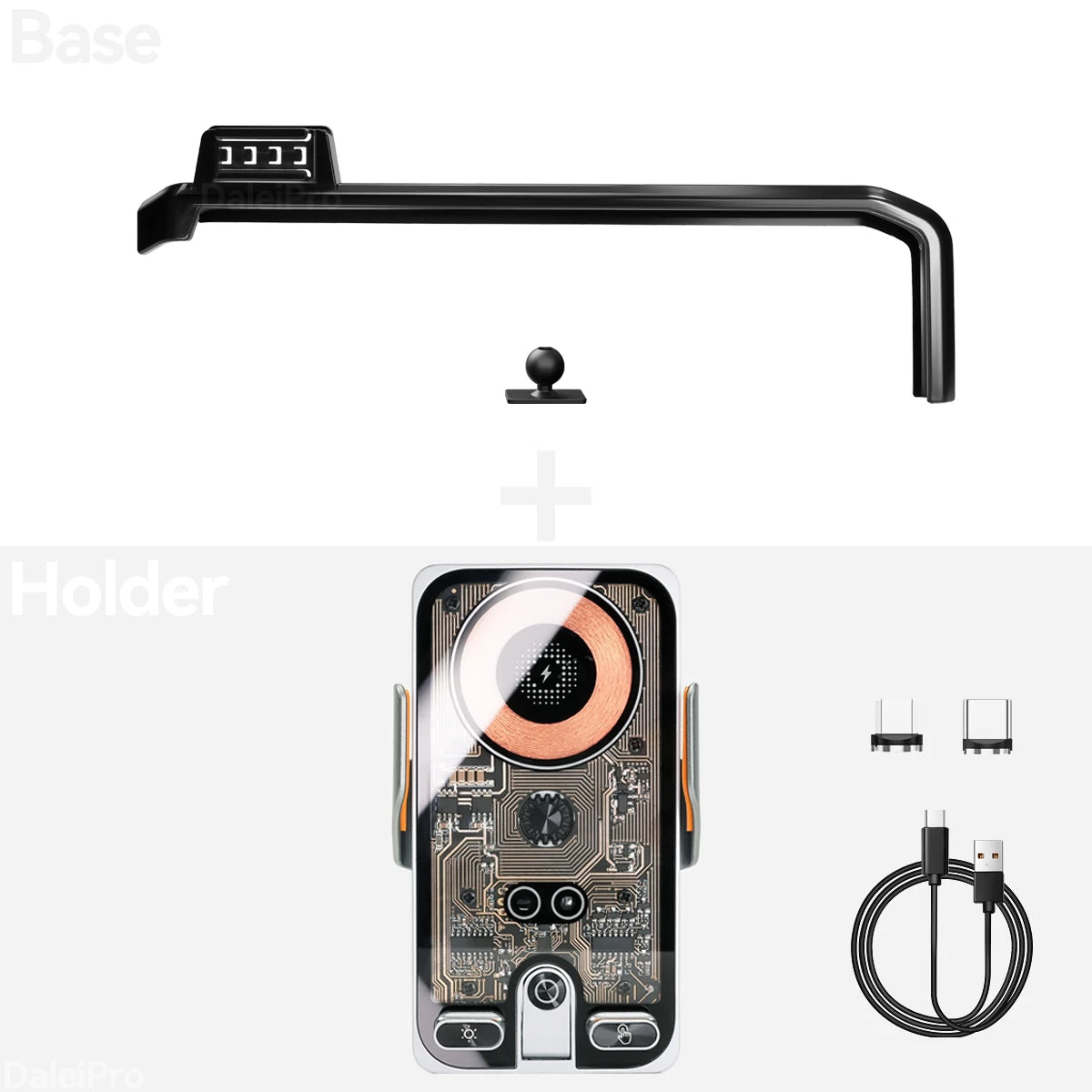 Screen Phone Mount for Jeep Wrangler 2024-2027 (JL), Clip-On Screen Base with 17 mm Ball, Gravity Holder or Wireless Charging Holder