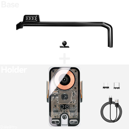Screen Phone Mount for Jeep Wrangler 2024-2027 (JL), Clip-On Screen Base with 17 mm Ball, Gravity Holder or Wireless Charging Holder