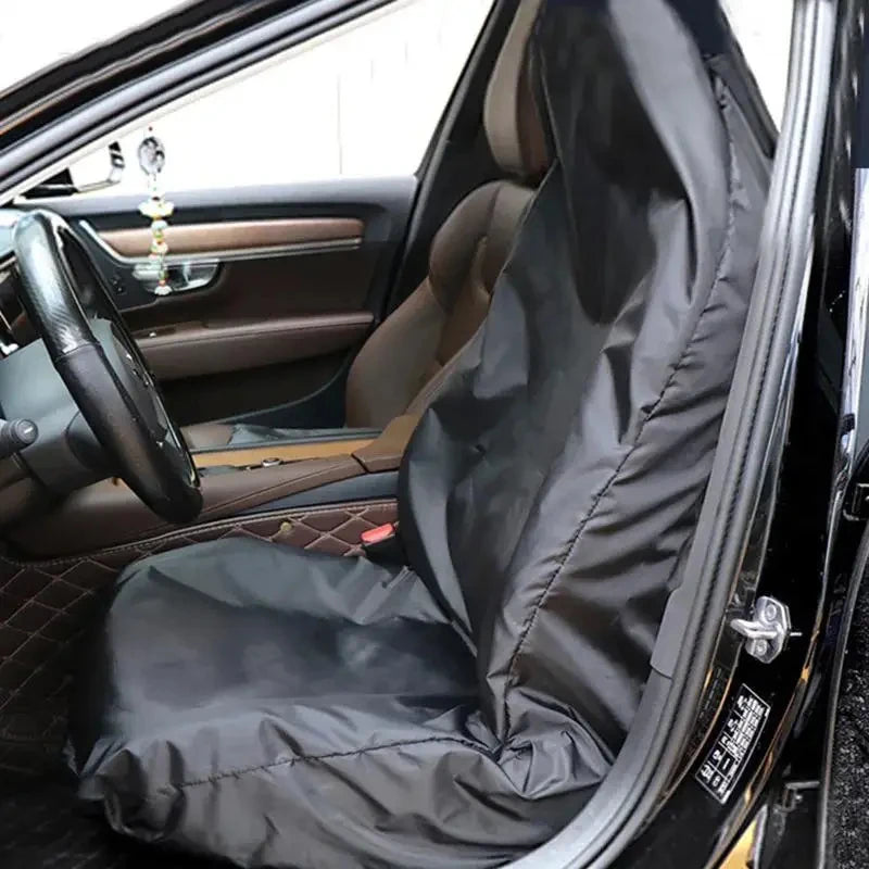 Seat protector installed, side view