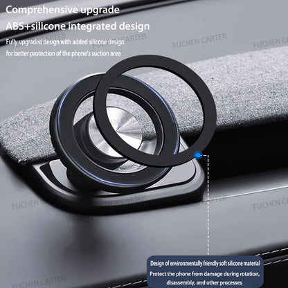Round Magnetic Phone Mount for Tesla Model Y Juniper 2025 and Model 3 Highland 2024-2025, Snap-On ABS Holder, Rotates 360 Degrees
