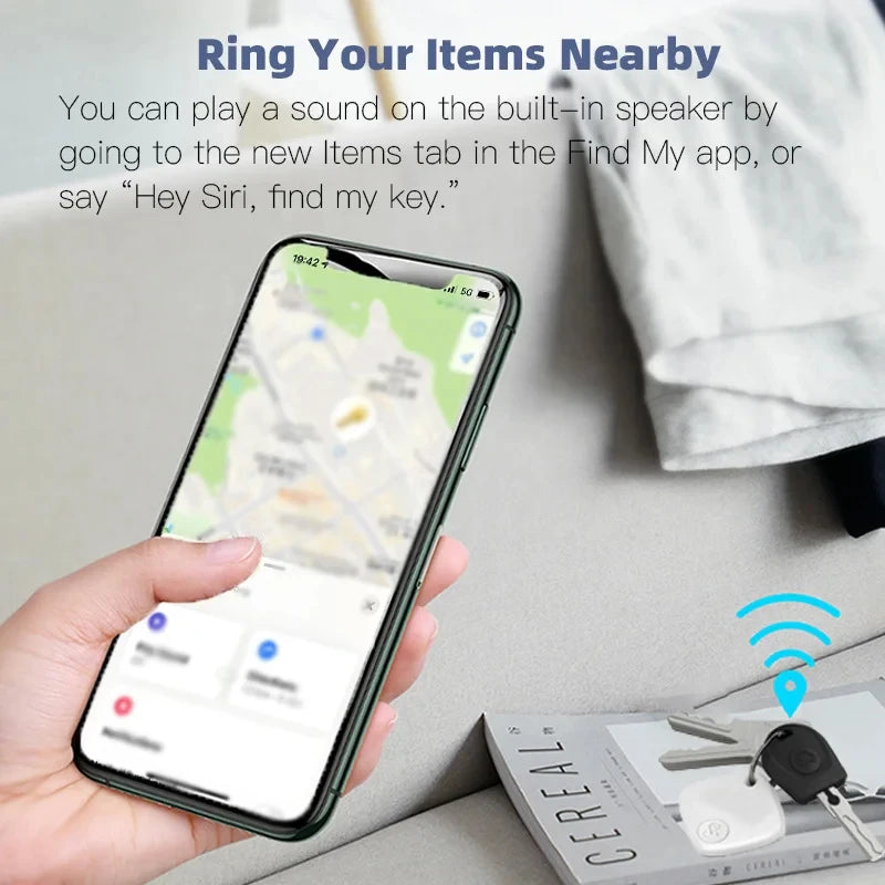 Bluetooth Item Tracker Tag, Works with the Find My App on iPhone, Replaceable Battery, Built-In Speaker, for Keys, Bags and Luggage