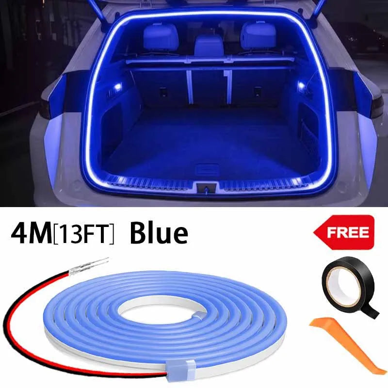 Automatic LED Trunk Light Strip, Tailgate and Frunk Light that Turns On When Opened, Flexible and Waterproof, 2, 4 or 6 m, 5 Colors