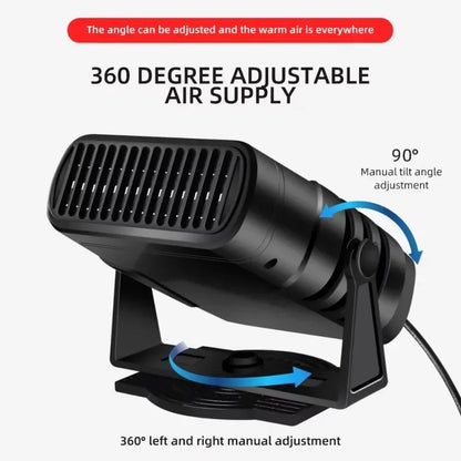 Dual Mode Portable Car Heater and Cooling Fan, 360 Degree Rotating Windshield Defroster and Defogger, 12V 120W or 24V 200W
