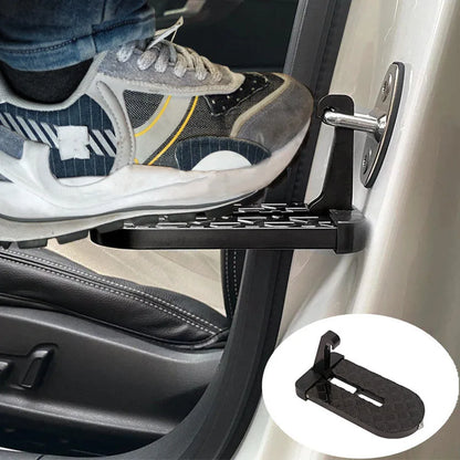 Foldable Car Door Latch Step for Roof Rack Access, Aluminum Alloy Foot Pedal with Anti-Slip Surface, Silver, Black or Orange