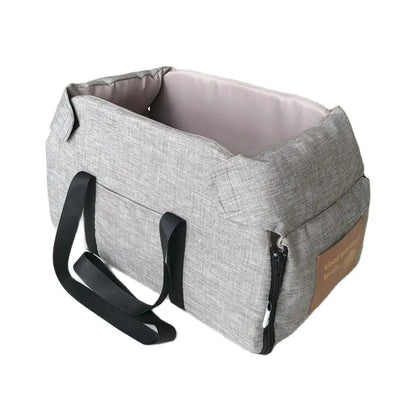 Center Console Pet Booster Seat for Small Dogs and Cats, Portable Carrier Bag with Waterproof Oxford Cloth, Small or Large, Gray or Khaki