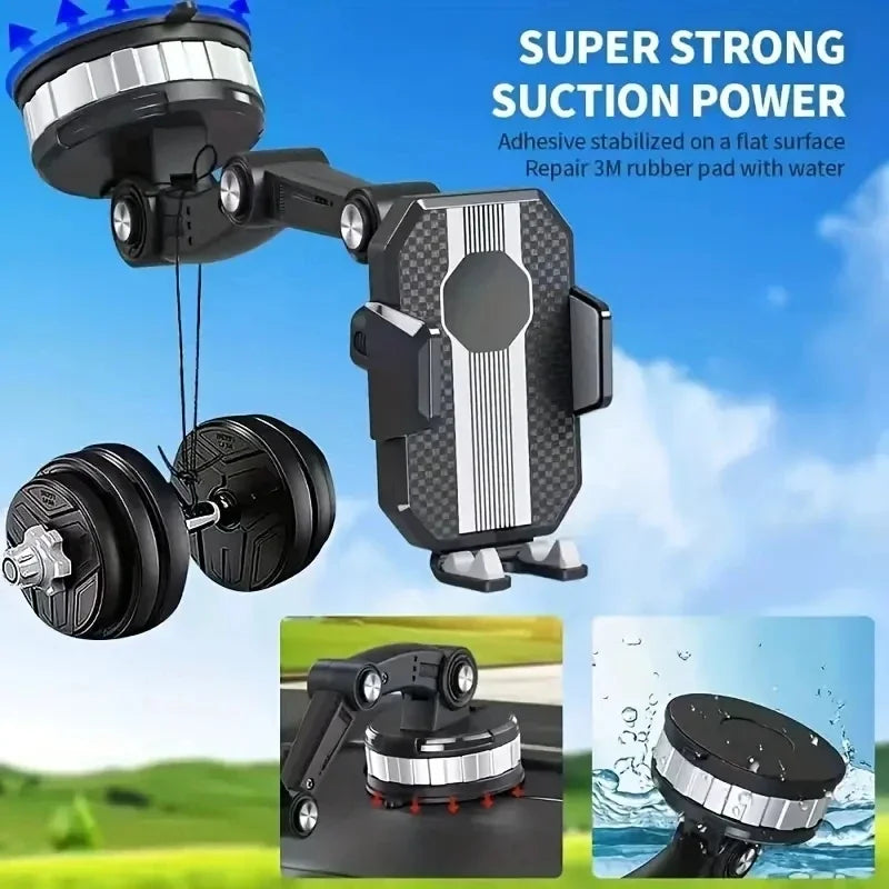 Suction Cup Car Phone Mount with Multi-Joint Arm, 360 Degree Rotation for Dashboard or Windshield