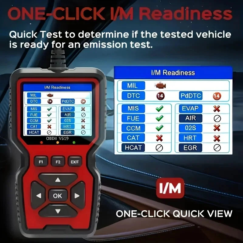 One-click I/M readiness check to see if the car is ready for an emissions test