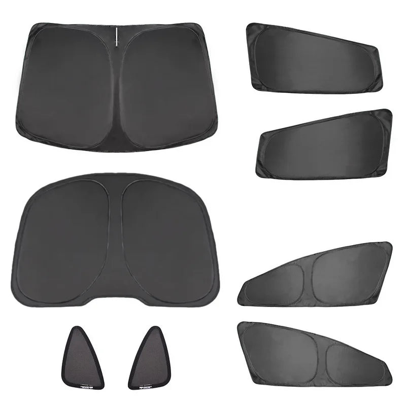 Privacy Sun Shades for Tesla Model Y 2021-2024 and Juniper 2025, Windshield, Rear and Side Window Shades, Single Pieces to 8-Piece Set