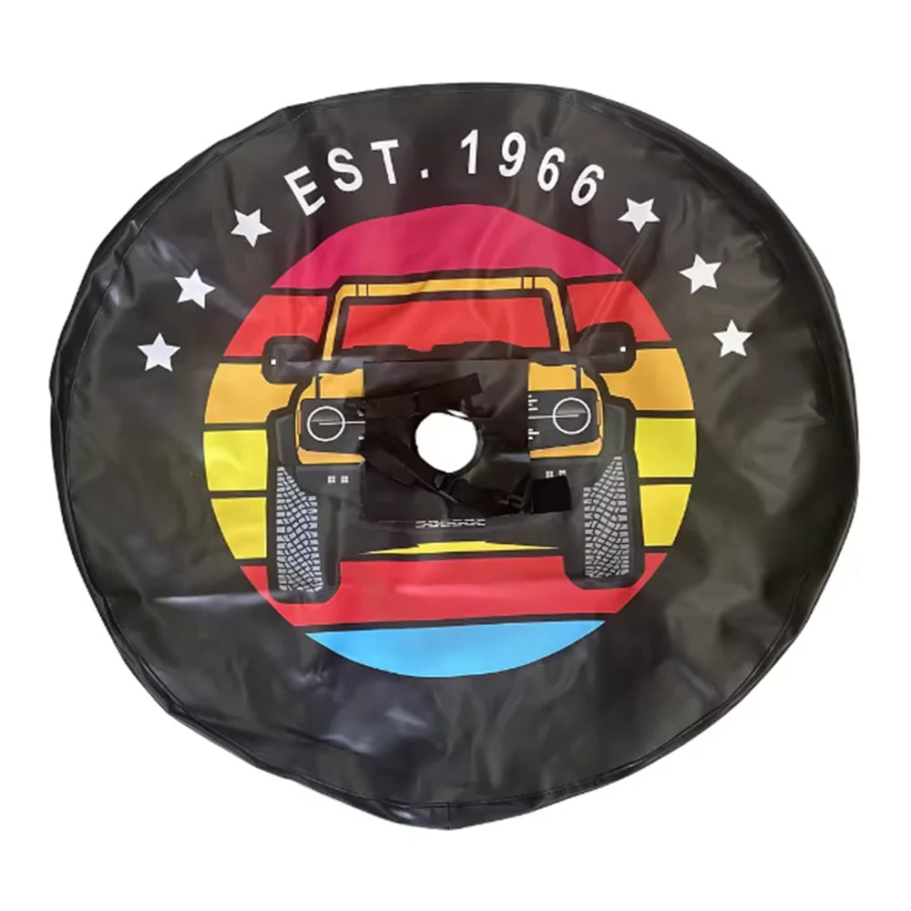 Spare Tire Cover for Jeep Wrangler with Backup Camera Hole, 4x4 Off-Road Paw PU Leather, 15 to 18 in, Plain Black or 19 Prints