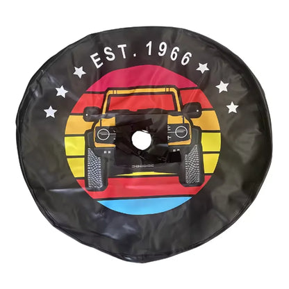 Spare Tire Cover for Jeep Wrangler with Backup Camera Hole, 4x4 Off-Road Paw PU Leather, 15 to 18 in, Plain Black or 19 Prints