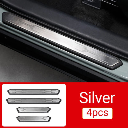 Silver Door Sill Protectors for Toyota RAV4 2019-2025 (XA50), Set of 4 ABS Plastic Scuff Plate Covers