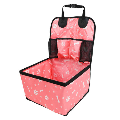 Foldable Dog Car Seat with Storage Pocket, Polyester Pet Travel Seat for Small and Medium Dogs, Black or Pink