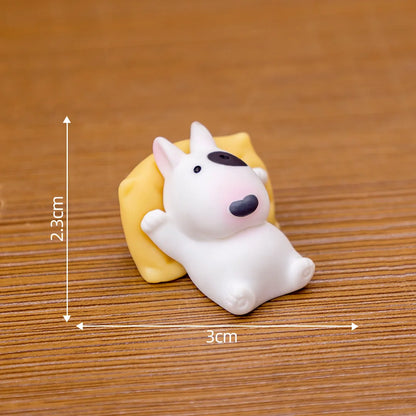 Bull Terrier Dashboard Figurine, Relaxed Pose Resin Dog Ornament for Car Dashboards, Desks and Shelves