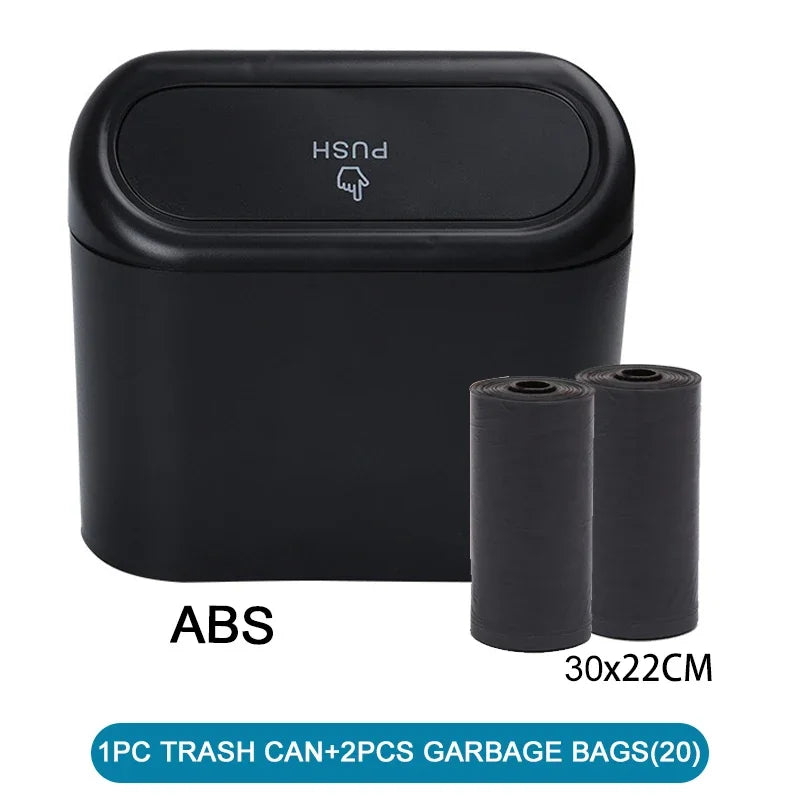 Mini Car Trash Can with Lid and Garbage Bags, Leak-Proof Small Bin for Door Pockets, Consoles and Desks, 4 Colors