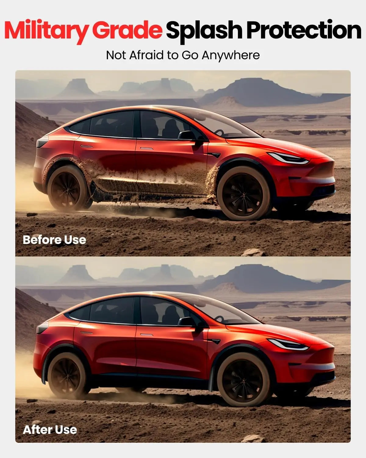 Mud Flaps for Tesla Model Y (2020-2024 or Juniper 2025-2026) and Model 3 (2019-2023 or Highland 2024-2025), TPE, No Drilling