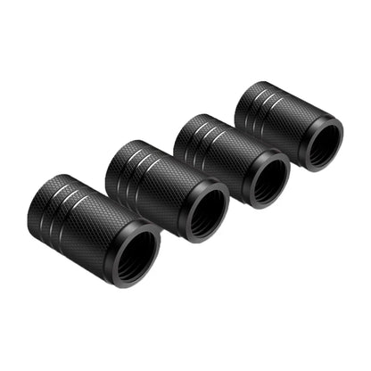 Aluminum Tire Valve Stem Caps, Knurled Grip, Set of 4, Universal Fit for Standard Schrader Valves, Silver, Red or Black