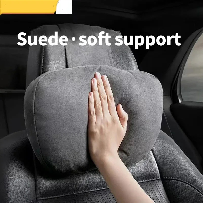 Faux Leather Car Neck Pillow with Memory Foam, Headrest Cushion for Car Seats and Gaming Chairs, Brown or Black