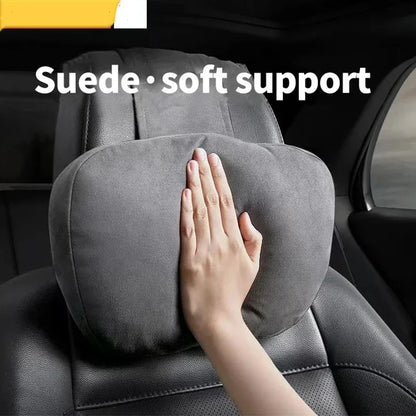 Faux Leather Car Neck Pillow with Memory Foam, Headrest Cushion for Car Seats and Gaming Chairs, Brown or Black