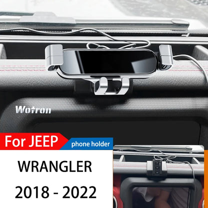 Gravity Phone Mount for Jeep Wrangler 2018-2022, Vehicle-Specific Base with Ball Head, Aluminum Alloy Holder Turns 360 Degrees, 3 Styles