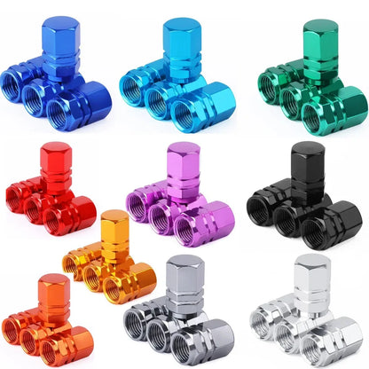Colored Aluminum Tire Valve Stem Caps, Dustproof Wheel Caps for Cars, Motorcycles and Bikes, 4 to 20 Pack, 10 Colors or Random Mix