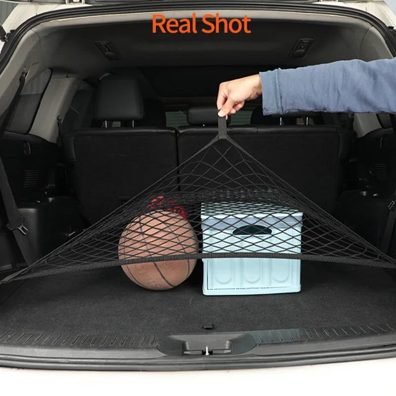 Cargo Net for Toyota RAV4 2019-2023 (XA50), 27.6 x 27.6 in Elastic Nylon Trunk Net with 4 Hooks, Single or Double Layer