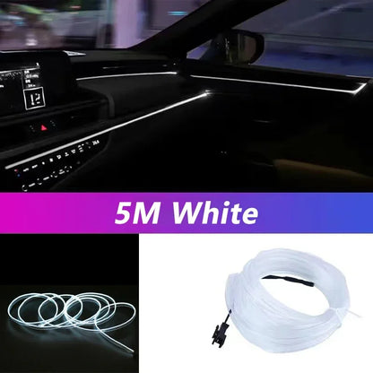 5 m (16.5 ft) EL Wire Car Interior Ambient Light, Flexible Neon Trim Strip with USB or 12V Socket Driver, 10 Colors