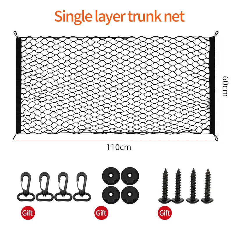 Cargo Net for Toyota RAV4 2019-2023 (XA50), 27.6 x 27.6 in Elastic Nylon Trunk Net with 4 Hooks, Single or Double Layer